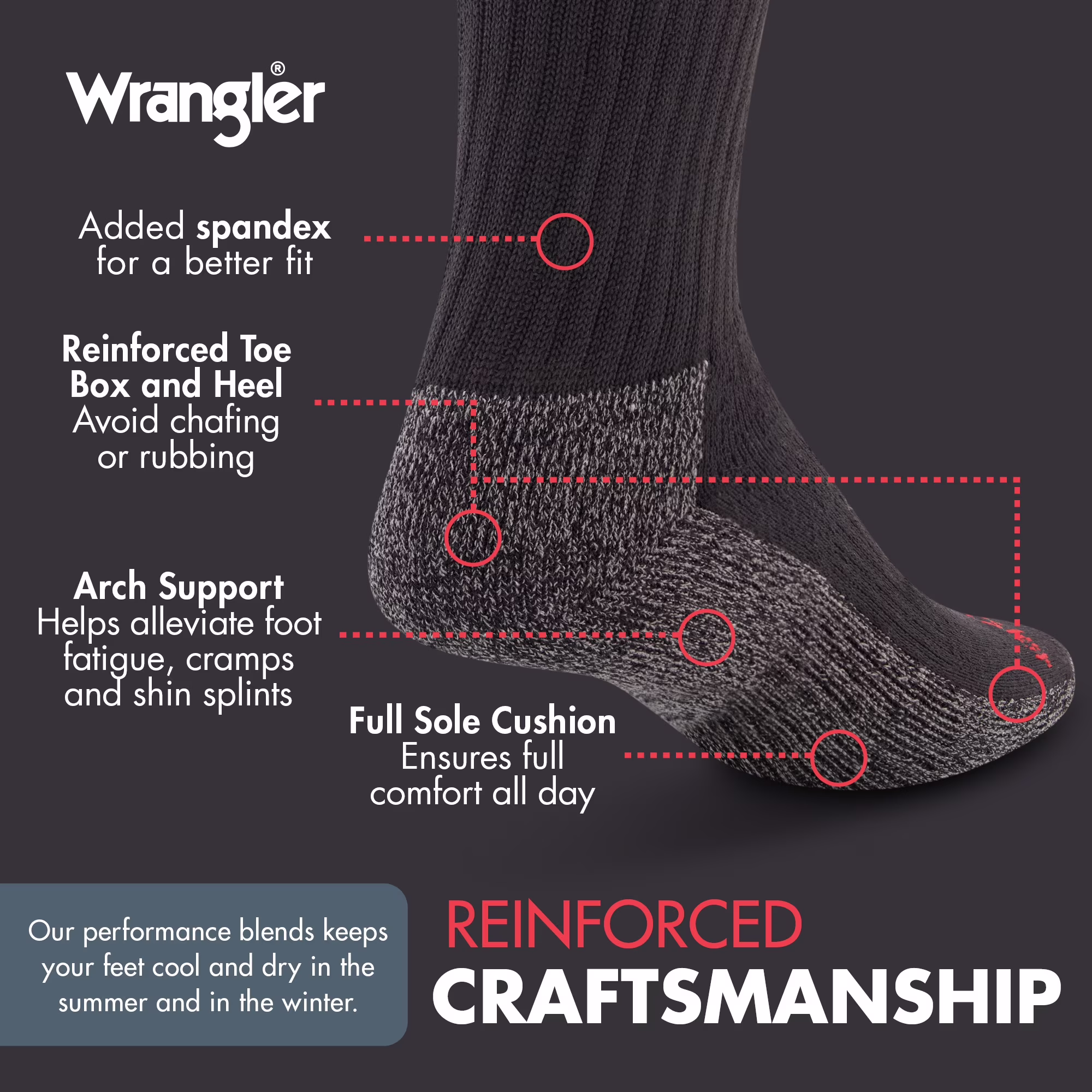 Wrangler Men's Cushion Crew Socks, 6-Pack photo 4