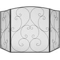 thumbnail image 4 of Choco Moon Vintage Black 3-Panel Iron Mesh Fireplace Screen, 48"L x 30.2"H Spark Guard Cover, Easy No-Assembly Standalone Living Room Home Decor Grate, 4 of 11
