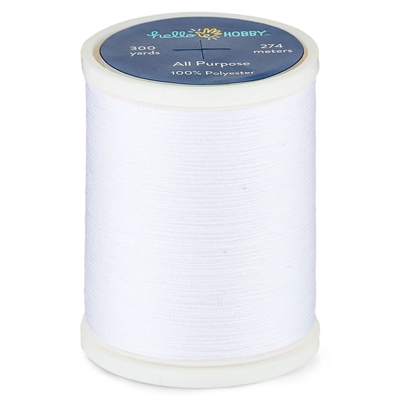 Hello Hobby White 100 All Purpose Thread 100% Polyester, 300 Yards