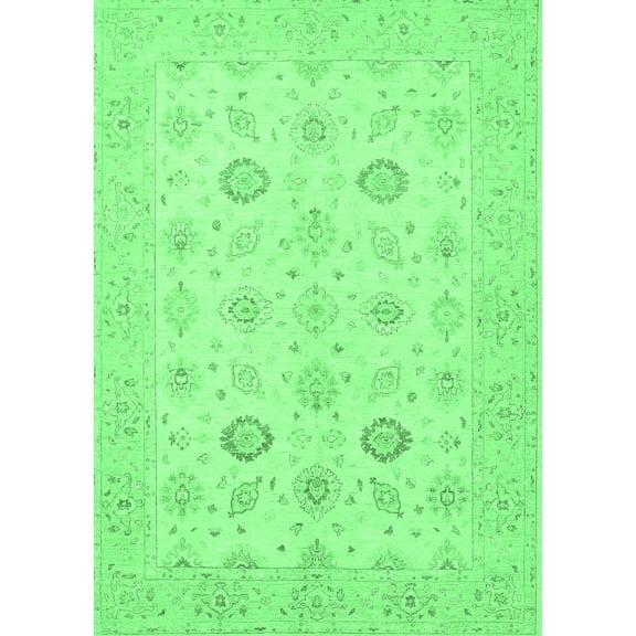 Ahgly Company Indoor Rectangle Persian Emerald Green Traditional Area Rugs, 5' x 7'
