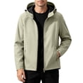 thumbnail image 2 of Men's Hooded Jacket Solid Color Raglan Sleeves Elastic Closure Versatile Coats for Winter, 2 of 8