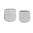 thumbnail image 2 of Benjara BM331043 Fusie Planter - Round - Ceramic - Vertical Faceted, White - Set of 2, 2 of 5