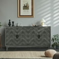 thumbnail image 2 of Buffet Sideboard Cabinet, Wooden Accent Storage with 4 Doors, Thickened Sideboard Storage Cabinet for Entryway Living Room, Antique Dark Grey, 2 of 8
