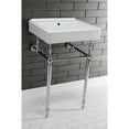 thumbnail image 2 of Kingston Brass KVPB2018W41 Edwardian 20" Porcelain Console Sink with Brass Legs (4-Inch, 3-Hole), White/Polished Chrome, 2 of 8