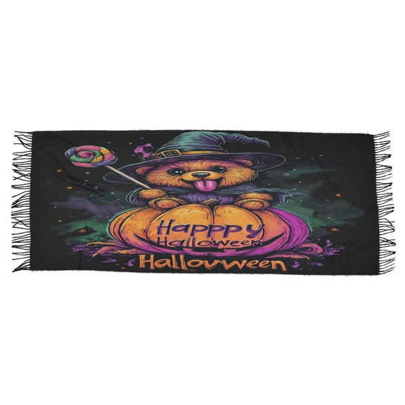 BZSMCE Women Scarf Bear and Pumpkin Simple Pattern Soft Warm Long Large Scarves
