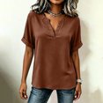 thumbnail image 6 of ClodeEU Women's V Neck Cuffed Short Sleeve Blouse,Solid Casual Loose Summer Top Orange,Women's Plus XXL, 6 of 8