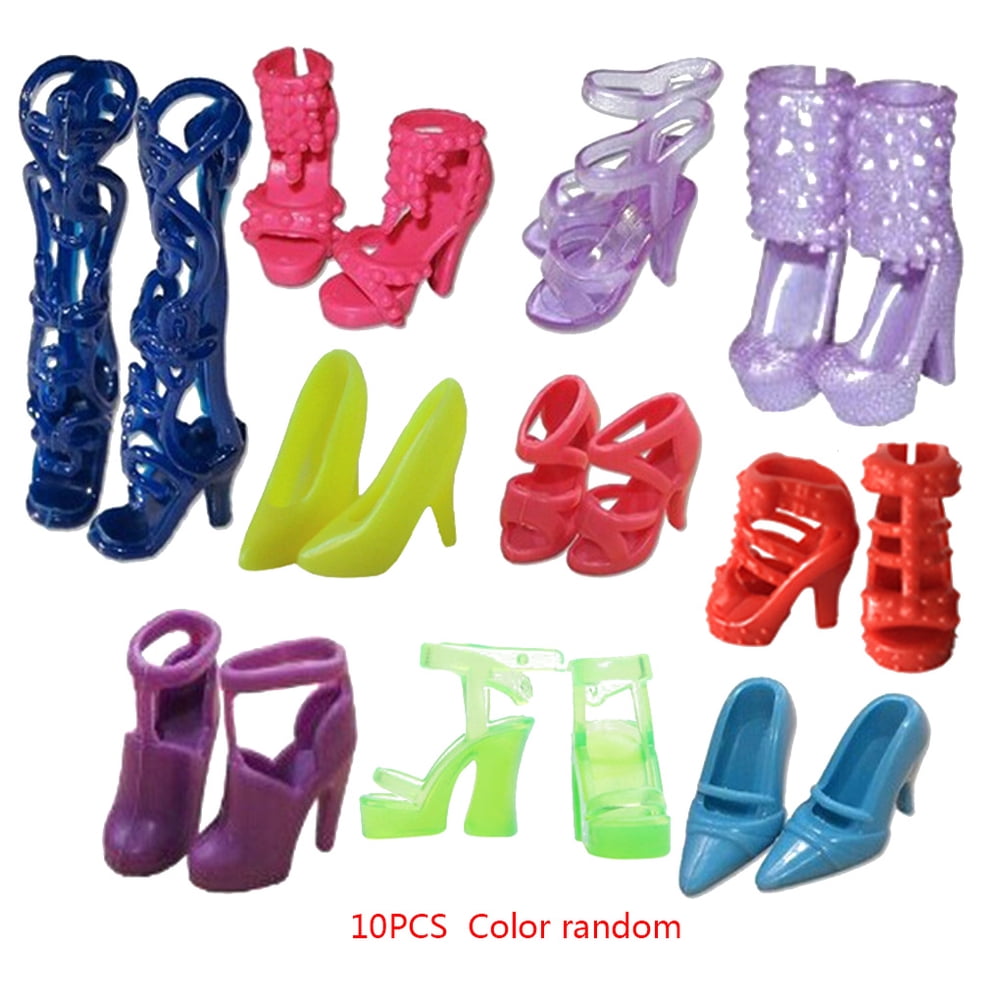 TureClos 10 Pairs Dolls Shoes Stage Miniature Girls Women Dress Up High