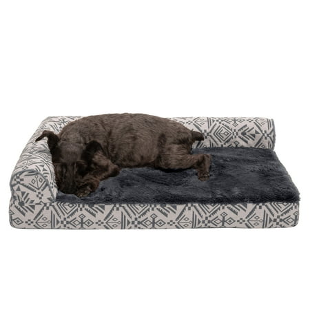 UPC: 0842229122558 | FurHaven Pet Products Southwest Kilim Deluxe Chaise Lounge Orthopedic Sofa-Style Pet Bed for Dogs & Cats – Boulder Gray Medium