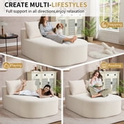 Homefun 67.5'' Oversized Chaise Lounge Indoor,Deep Seat Boneless Corduroy Sleeper Sofa Chair with 2 Pillows,No Assembly