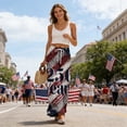 thumbnail image 6 of 250th Anniversary Womens Pajama 1776-2026 USA Flag Print Elastic High Waist Pants Wide Leg Slit Baggy Loose Fit Breathable Pajama Bottoms, #01 Red, XXL, 6 of 6