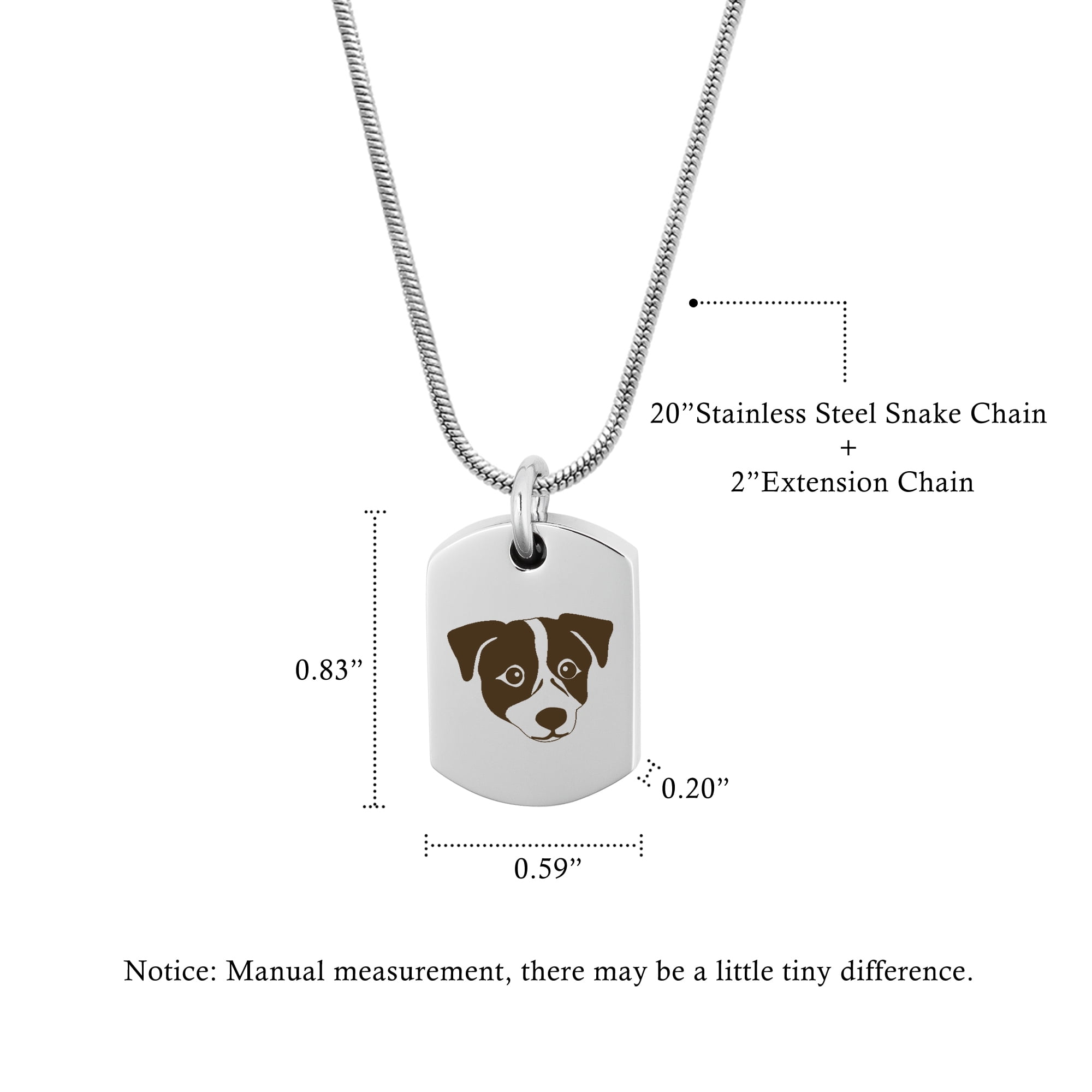 Anavia Jack Russell Terrier Dog Tag Cremation Necklace, Pet Memorial Necklace, Urn Necklace for Ashes, Cremation Pendant, Pet Cremation Jewelry, Memorial Jewelry for Pets, With Funnel Kit