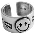 thumbnail image 1 of Anillos de mujer, anillo de nudillos de plata con sonrisa feliz y abierta Anillos de plata con cara sonriente feliz y abierta Calidad inigualable, 1 of 9