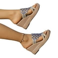 thumbnail image 2 of hopeusnice Women's Wedge Sandals Casual Rhinestone Open Toe Platform Slippers Beach Shoes Comfortable Breathable Wedge Heel Sandals Blue 43, 2 of 5
