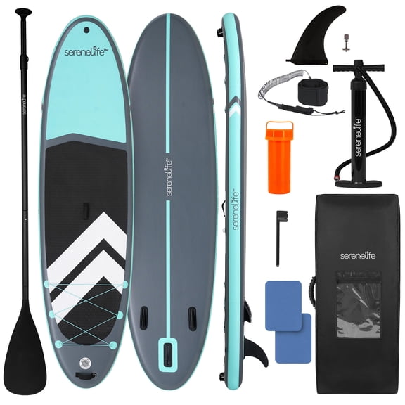 Inflatable Stand-Up Paddle-Board with Double-Action Hand Pump, 3-Piece Aluminum SUP Paddle