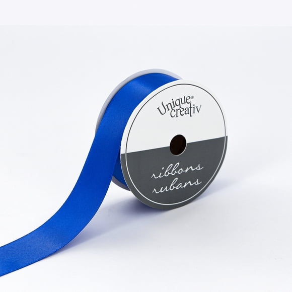 UNIQUE CREATIV, ruban, satin simple face, bleu royal, 100 % polyester, 25 mm x 5,5 m (⅞ po x 6 v)
