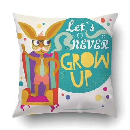 Artjia Rabbit Never Grow Up Pillowcase Throw Pillow Cover Case