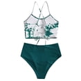 thumbnail image 3 of LoyisViDion Women'S Swimsuit Clearance Women Summer Swimwear Cross Printing Swimsuit Split Bikini Green 12(XXL), 3 of 6