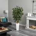 thumbnail image 2 of Nearly Natural 6' Bamboo Artificial Tree in White Tower Planter, Green, 2 of 3