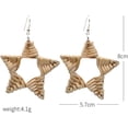 thumbnail image 2 of 1 Pair Lightweight Rattan Knit Star Triangle Geometric Drop Dangle Earrings Bohemia Straw Wicker Braid Woven Statement Bamboo Jewelry for Women Teens, 2 of 6