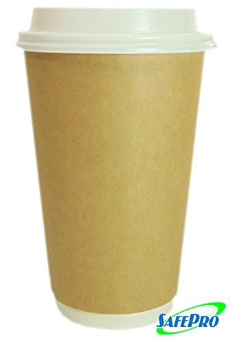 Case of 100 SafePro 16 Oz Paper Cups with SOLO Cappuccino LIDS, 