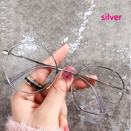 Classic Retro Octagon Metal Myopia Optical Mirror Eyeglasses Anti-blue Light Glasses Vision Care SILVER