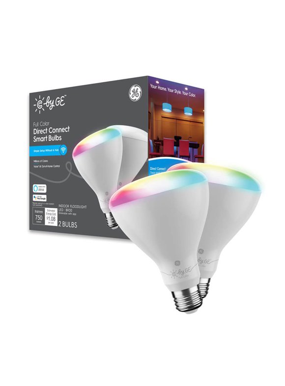 Cync by GE 93128986 Full Color Direct Connect Smart Bulbs (2 LED BR30 Bulbs)