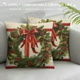 thumbnail image 3 of GOSMITH  Merry Christmas Let It Snow Joy Stripes Gift Box Red Throw Pillow Covers, Xmas Tree Holiday Cushion Case Decoration for Sofa Couch, 3 of 5