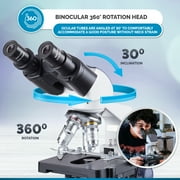 AmScope 40X-2500X LED Lab Binocular Compound Microscope with 3D-Stage