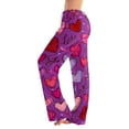 thumbnail image 2 of Hearthz Valentines Day Pajamas Women Pants Love Heart Print Women's Pajama Bottoms Drawstring Wide Leg Lounge Pants for Women, 2 of 6