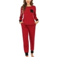 thumbnail image 4 of BONIXOOM Matching Pajamas For Couples Girls Christmas Pajamas Sleepwear None Long Sleeve Solid Sleepwear Sets Red S, 4 of 8
