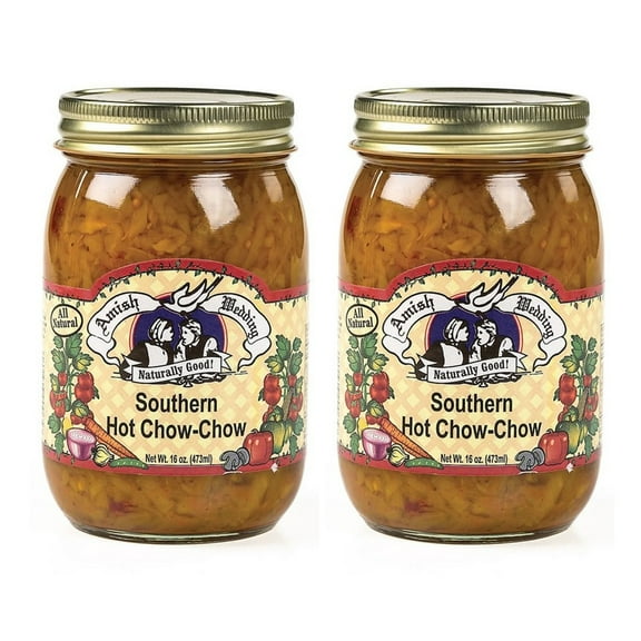 Amish Wedding All Natural Southern Chow-Chow Relish, Pack of 2 Jars, Hot