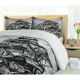 thumbnail image 5 of Ambesonne Nautical Duvet Cover Sets, Monochrome Kraken and Ship, 2-King, Charcoal Grey Pale Taupe, 5 of 7