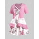 thumbnail image 2 of Conjunto de Tank Top con Estampado de Flor en de Talla Encaje Rosegal Camisetas tallas grandes, 2 of 5