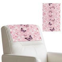 TSOVTHRID Pink Butterfly Cherry Blossom Print Headrest Cover for Recliner Chair, Waterproof PU Leather Sofa Head Protector, Stain Resistant Couch Head Rest Covers 17x27 in, 3 Pieces
