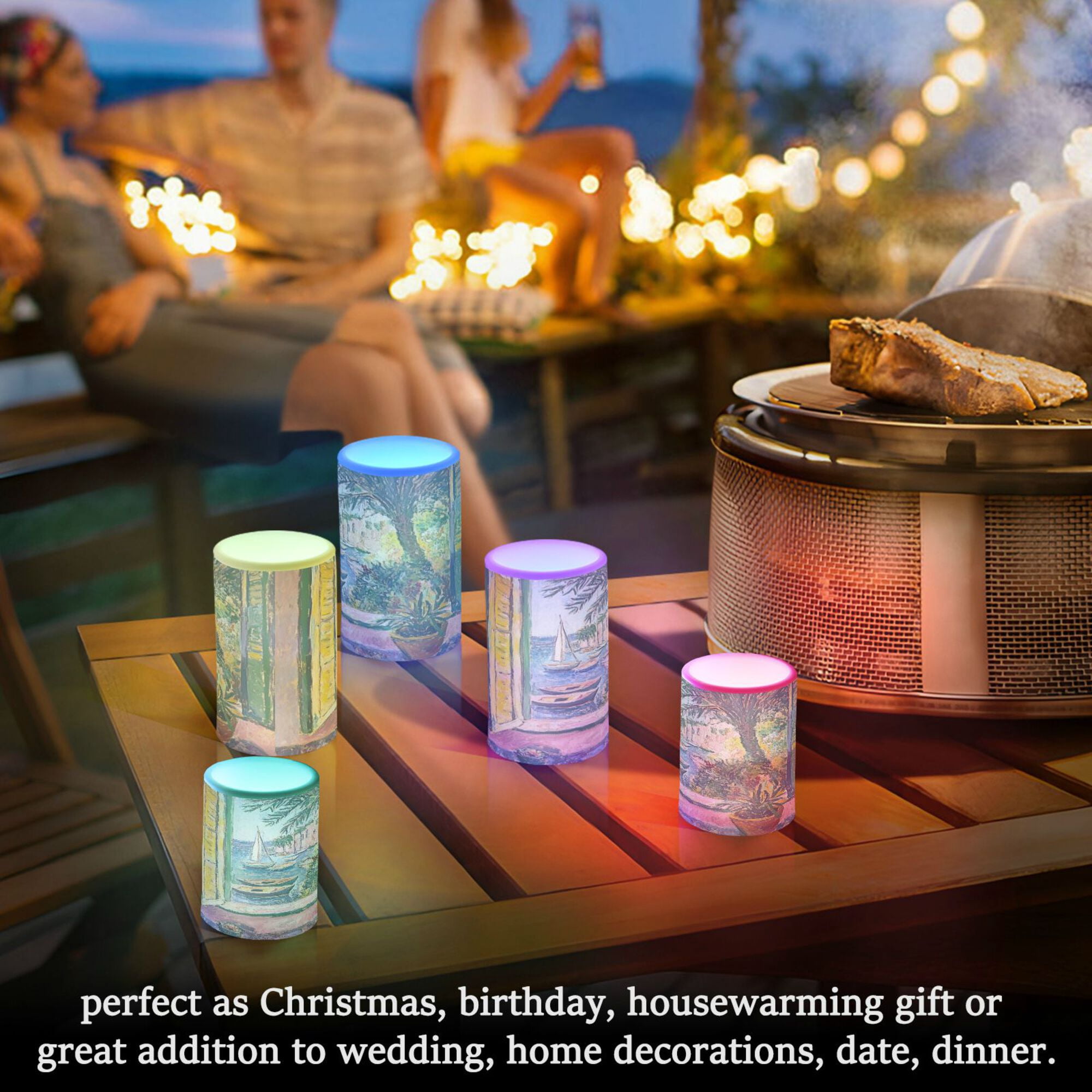 Yayeee Flameless Candles with Remote Flickering Battery Operated Multi Color Changing, Ocean Boat