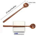 thumbnail image 7 of 2 PC Korean Style 10.9" Long Handle Wooden Round Slotted Spoons for Jam Olive, 7 of 7