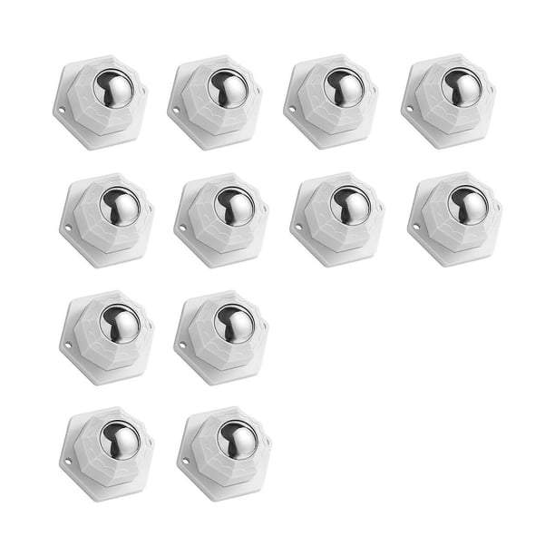 Mini ruedas giratorias para pequeños electrodomésticos, ruedas giratorias autoadhesivas, rodillos de acero inoxidable (12 piezas, blanco)