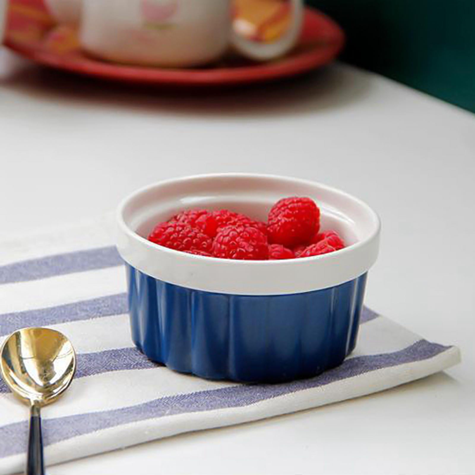 Lot De 6 Ramequins En Céramique Blancs - 6,5x6,5x4 Cm, Pour Desserts, Pudding, Cuisson Au Four, Micro-ondes, Lavables - 10