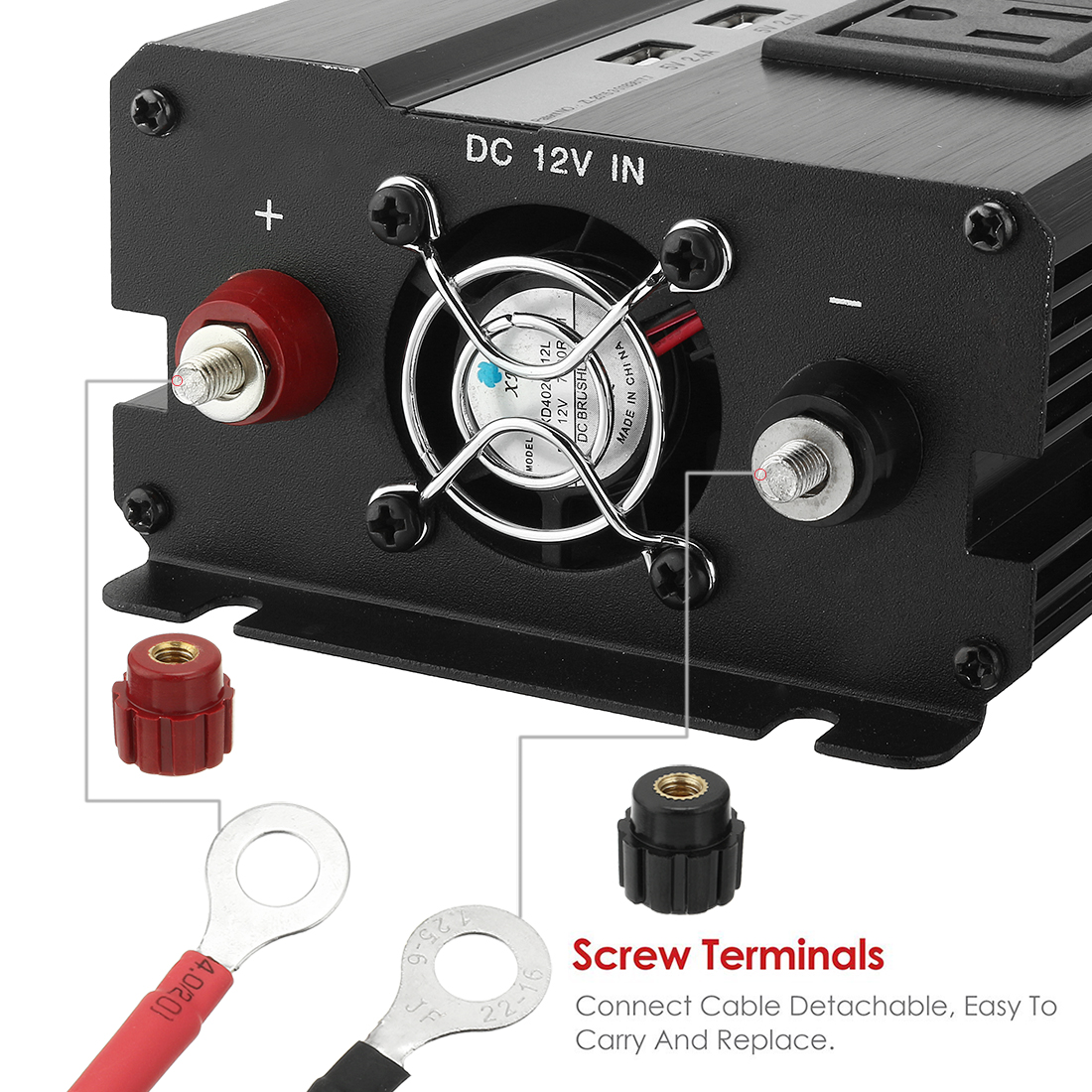 500W Car Power Inverter 12VDC to 2 110VAC US Outlet 4 2.4A USB Charge