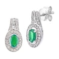 thumbnail image 2 of 18ct White Gold Jewelco London Diamond Oval 1/2ct Emerald Cluster Drop Earrings, 2 of 5