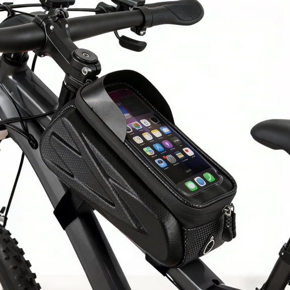cyrico Bike Bag, Waterproof Bike Phone Front Frame Bag, EVA Hard Shell Top Tube Bag, Cycling Storage Pouch for Road Bike and MTB, Bike Accessories for Phones Under 7 Inches