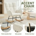 thumbnail image 4 of Modern Upholstered Rocker Chair with High Backrest, Armchair with Solid Wood Legs for Nursery Bedroom Living Room, White, 4 of 8
