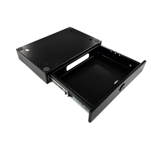 Under Desk Drawer - Locking Metal Storage Drawer with Key, Hidden Under-Surface Mount for Office Supplies & Valuables (Black)