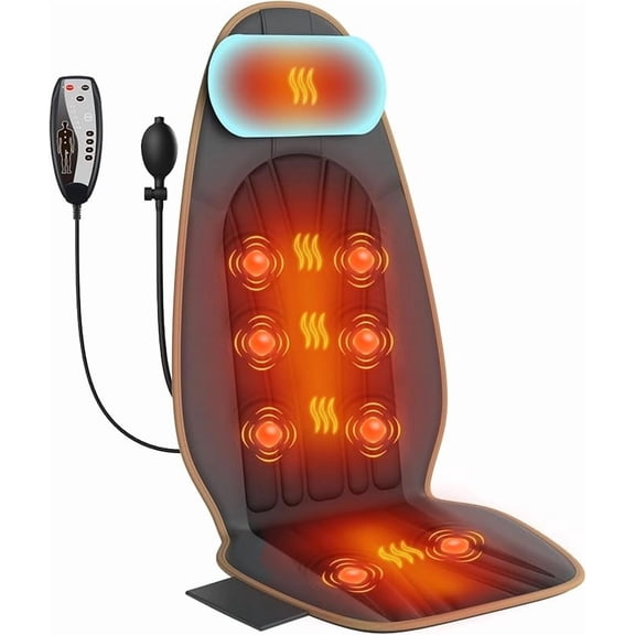Back Massager for Chair, Heated Seat Cushion Massager with Neck Traction, Vibration Massage Pad for Full Body Massage for Office Chair, Home Use