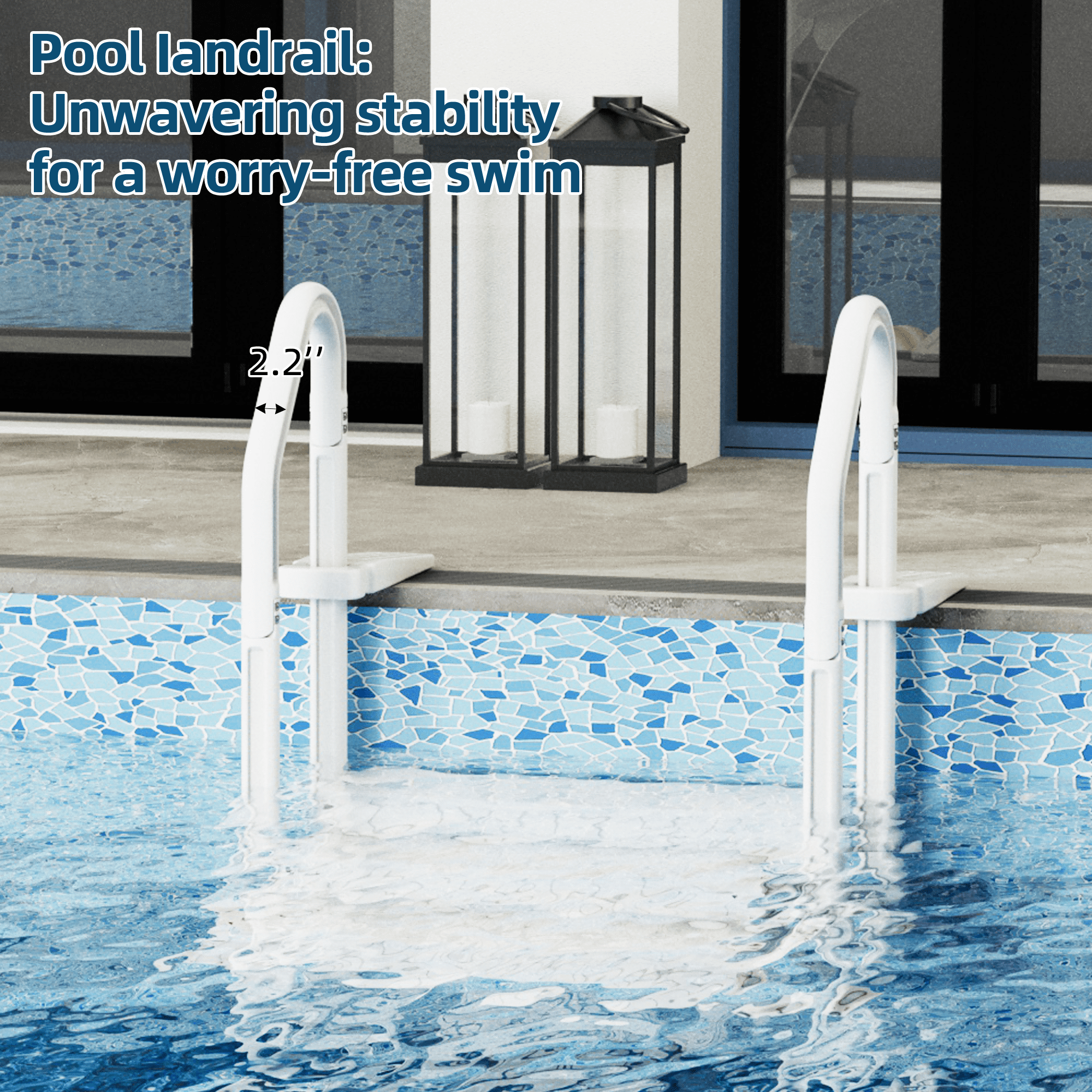 UPHYB Pool Ladder, 3-Step Pool Stairs with Double Handrails and Non-Slip Steps for 36-48” Above Ground and In-Ground Pools, White