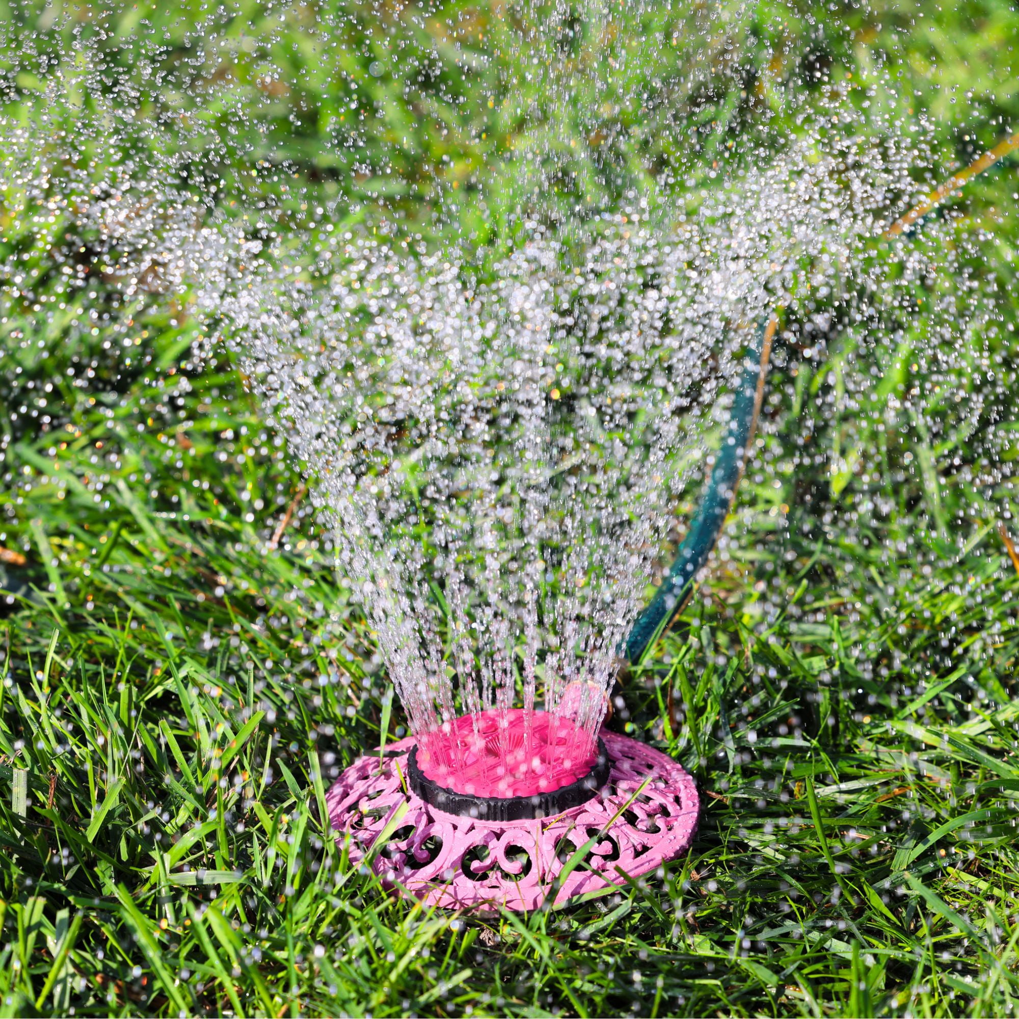 Sprout Metal 8-Pattern Stationary Sprinkler in Raspberry Red
