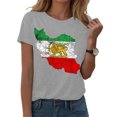 thumbnail image 2 of GEWSEY Women's Iran Map with Lion and Sun Emblem Vintage Persian Heritage V-Neck T-Shirt (Light Gray, XL), 2 of 6