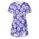 thumbnail image 3 of Blusas de Manga Corta para las Mujeres Botón Impreso Cuello Redondo Top Casual, Blusas para las Mujeres Casual, 3 of 5