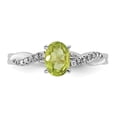 thumbnail image 4 of Auriga Fine Jewelry 14K White Gold Oval Peridot and Diamond Ring for Women Size 7, 4 of 6