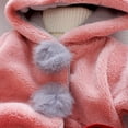 thumbnail image 6 of SILVERCELL Winter Long Hooded Jacket with Rabbit Ear for Girls Button Solid Color Plush Thick Coat for 9M-4T Infant Toddler, 6 of 13